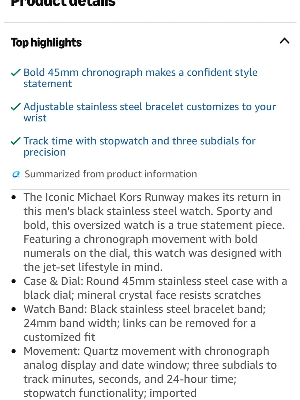 Michael Kors Black Stainless Steel Chronograph Watch
